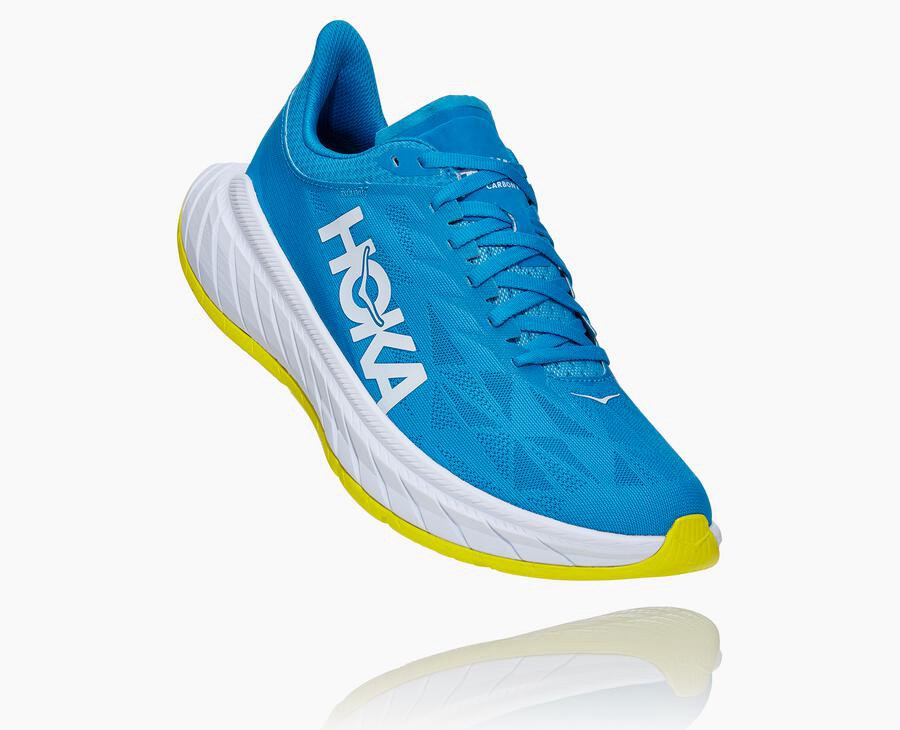 Hoka Australia One One Carbon X 2 - Mens Running Shoes Blue/White - CHTYW-6508